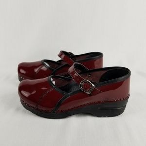Dansko Red Patent Leather Mules